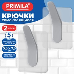 Крючки самоклеящиеся бесследное удаление 7,5х5,5 см, КОМПЛЕКТ 2 шт., пластик, белые, PRIMILA (ПРИМИЛА), 702372 - фото 4
