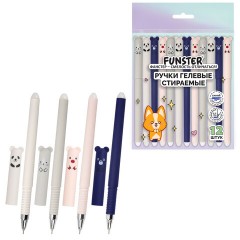 Ручки гелевые стираемые FUNSTER (ФАНСТЕР) "CUTE ANIMALS", СИНИЕ, НАБОР 12 ШТ., корпус soft-touch, узел 0,5 мм, линия письма 0,35 мм, 144435 - фото 14