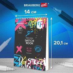 Скетчбук, белая бумага 160 г/м2, 140х201 мм, 40 л., гребень, жесткая подложка, BRAUBERG ART CLASSIC, ассорти, 115071 - фото 11
