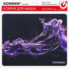 Коврик для мыши SONNEN "NEON SPLASH" резина + ткань, 250х200х2 мм, 513957 - фото 6