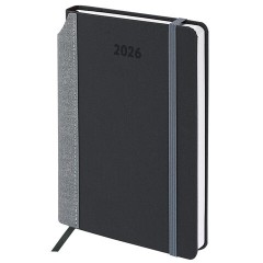 Ежедневник датированный 2026 А5 138x213 мм, BRAUBERG "Mosaic", под кожу, карман для ручки, черный, 117114 - фото 2