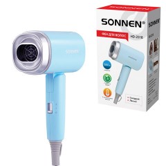 Фен для волос дорожный SONNEN HD-2318, 1500 Вт, складной, 2 температуры, 2 скорости, 454695 - фото 2