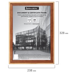 Рамка 21х30 см, дерево, багет 20 мм, BRAUBERG "Business", светлое дерево, акриловый экран, 391291 - фото 5