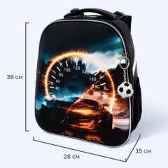Ранец BRAUBERG UP, 2 отделения, с брелоком, "На полной скорости", 36х28х15 см, 274666 - фото 9