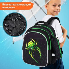 Рюкзак SNOOBAG (СНУБЭГ) MIND с пеналом в комплекте, 2 отделения, "Неоновый паук", 40х28х18 см, 274444 - фото 11