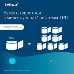 Бумага туалетная 135 м, Tellus/TORK (Система Т6) UNIVERSAL, КОМПЛЕКТ 27 рулонов, белая, 127540/127541 - фото 3