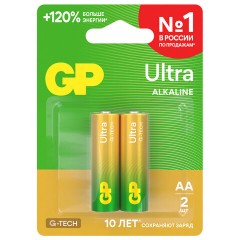 Батарейки КОМПЛЕКТ 2 шт., GP Ultra G-Tech, AA (LR6,15А), алкалиновые, пальчиковые, 15AUA21-2CRSBC2 - фото 4