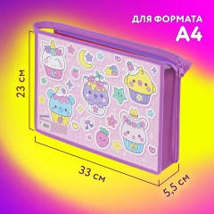 Папка для тетрадей ЮНЛАНДИЯ А4, 1 отделение, картон/пластик, конгрев, на молнии, "Sweets", 272133 - фото 9