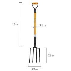 Вилы копальные стальные 19х28 см, ОБЩАЯ ДЛИНА 115 см, черенок стекловолокно, V-ручка, RABBITEX (РАББИТЕКС) "FIBERGLASS", 700491 - фото 3