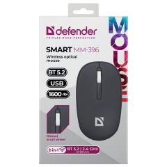 Мышь беспроводная DEFENDER Smart MM-396, 1600 dpi, 2 кнопки + 1 колесо-кнопка, оптическая, черная, 52396 - фото 6