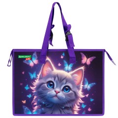 Папка для рисунков и чертежей с регулируемыми ручками BRAUBERG KIDS А3, 1 отделение, карман внутри, "Curious cat", 273414 - фото 2