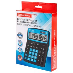 Калькулятор настольный BRAUBERG EXTRA COLOR-12-BKBU (206x155 мм), 12 разрядов, двойное питание, ЧЕРНО-ГОЛУБОЙ, 250476 - фото 12