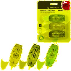 Корректирующая лента BRAUBERG PASTEL, 5 мм х 6 м, ВЫГОДНАЯ УПАКОВКА 3 штуки в блистере, 272658