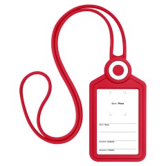 Бейдж вертикальный для пропуска и ID-карт, СИЛИКОНОВЫЙ, 85х54 мм, шнурок 42 см, красный, BRAUBERG, 238903 - фото 2