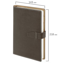 Ежедневник датированный 2027, А5, 143х218 мм, BRAUBERG "Journal", под кожу, ремешок, серый, 118051 - фото 2