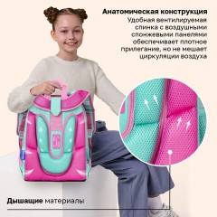 Ранец BRAUBERG SHINY, 2 отделения, с брелоком, "Сказочный единорог", 38х28х14 см, 270694 - фото 13