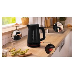Чайник BOSCH TWK3M123, 1,7 л, 2400 Вт, закрытый нагревательный элемент, пластик, черный - фото 2