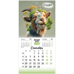 Календарь настенный перекидной 2027 г., BRAUBERG, 12 листов, 21,4х42,8 см, МИНИ, "Funny goats", 118432 - фото 12