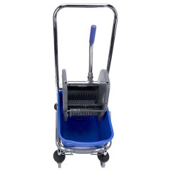 Тележка уборочная BRABIX, 1 съемное ведро 25 л, механический отжим, корзина, металлический каркас, синяя, 601498 - фото 8