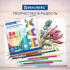 Карандаши цветные супермягкие яркие BRAUBERG MAX, 50 цветов, трехгранные, грифель 3,3 мм, натуральное дерево, 181860 Карандаши цветные супермягкие яркие BRAUBERG MAX, 50 цветов, трехгранные, грифель 3,3 мм, натуральное дерево, 181860 - фото 13