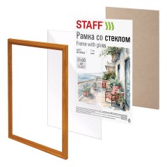 Рамка 21х30 см со стеклом, багет 17 мм, дерево, STAFF "Classic", цвет янтарь, 391362 Рамка 21х30 см со стеклом, багет 17 мм, дерево, STAFF "Classic", цвет янтарь, 391362 - фото 4