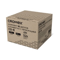 Диск CD-R CROMEX (КРОМЕКС), 700 Mb, 52x, в конверте с перфорацией, КОМПЛЕКТ 50 шт., 514306 - фото 2