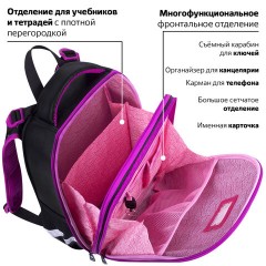 Ранец BRAUBERG SHINY, 2 отделения, с брелоком, "Magic cat", 38х28х14 см, 271381 - фото 17