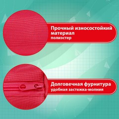 Пенал-тубус ПИФАГОР на молнии, ткань, красный, 20х5 см, 272256 - фото 10