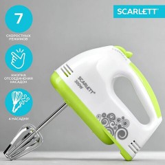 Миксер SCARLETT SC-HM40S05, 300Вт, 7 скоростей, 2 венчика, 2 крюка для теста, белый Миксер SCARLETT SC-HM40S05, 300Вт, 7 скоростей, 2 венчика, 2 крюка для теста, белый - фото 13
