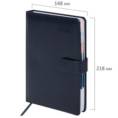 Ежедневник датированный 2026 А5 148х218 мм, GALANT "Ritter", под кожу, темно-синий, 117492 - фото 2