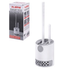 Ершик для унитаза силиконовый (плоский) + щеточка, напольный / настенное крепление, LAIMA, 700561