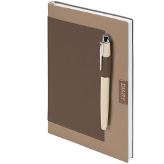 Ежедневник в наборе с ручкой А5, 144x210 мм, BRAUBERG "Style" под кожу, 160 листов, бежевый, 116861 - фото 6