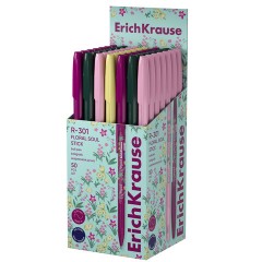 Ручка шариковая ERICH KRAUSE "R-301 Stick Floral" СИНЯЯ, синяя, корпус ассорти, линия 0,35 мм, 63077 - фото 3