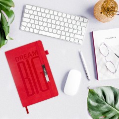 Ежедневник недатированный А5 138х213 мм BRAUBERG "BeStyle", под кожу, резинка, держатель, 160 л., красный, 116217 - фото 6