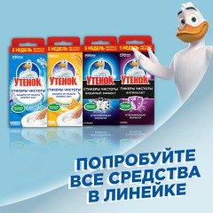 Освежитель/очиститель для унитаза/писсуара 3 шт. ТУАЛЕТНЫЙ УТЕНОК "Видимый эффект", стикер чистоты, 358978 - фото 11