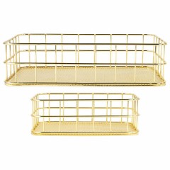 Органайзер для косметики корзинка 2 штуки из металла MONTE VITA, 24х16х6,3 см + 17х12х6 см, золото, 272483 Органайзер для косметики корзинка 2 штуки из металла MONTE VITA, 24х16х6,3 см + 17х12х6 см, золото, 272483 - фото 4