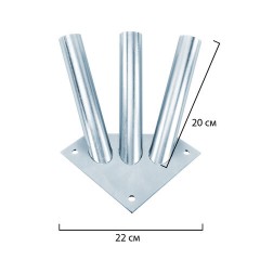 Кронштейн настенный для флагов на три древка, три точки крепления, металл - фото 2