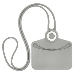 Бейдж горизонтальный для пропуска и ID-карт, СИЛИКОНОВЫЙ, 54х85 мм, шнурок 42 см, серый, BRAUBERG, 238909 - фото 3