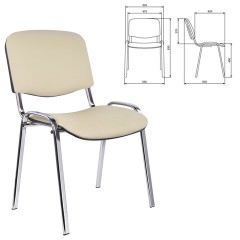 Стул для персонала и посетителей "ИЗО", хромированный каркас, кожзаменитель бежевый Z-21 - фото 2