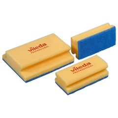 Губка VILEDA PROFESSIONAL профильная "Деликатная" 1 шт., желтая, СИНИЙ абразив, 16,5х13х5 см, 535895 - фото 8