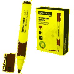 Маркер стираемый для белой доски ОРАНЖЕВЫЙ, BRAUBERG "SOFT", 5 мм, резиновая вставка, 152108