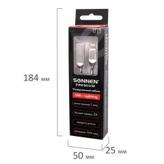 Кабель USB 2.0 – Lightning, 1 м, SONNEN Premium, медь, для передачи данных и зарядки, 513126 Кабель USB 2.0 – Lightning, 1 м, SONNEN Premium, медь, для передачи данных и зарядки, 513126 - фото 8