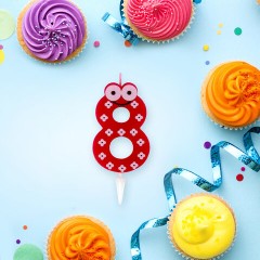 Свеча-цифра для торта "8" "С глазками", 6 см, ЗОЛОТАЯ СКАЗКА, с держателем, в блистере, 591411 Свеча-цифра для торта "8" "С глазками", 6 см, ЗОЛОТАЯ СКАЗКА, с держателем, в блистере, 591411 - фото 2