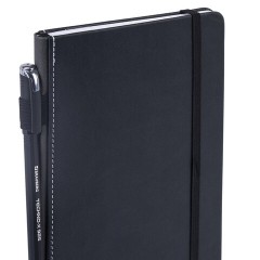 Блокнот А5 135x212 мм BRAUBERG "Edge", под кожу, резинка, держатель, 80 л., клетка, черный, 117145 - фото 5