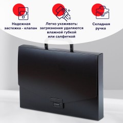 Папка-портфель пластиковая BRAUBERG "Energy" А4 (330х256х32 мм), без отделений, черная, 221202 - фото 8
