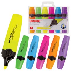 Набор текстовыделителей BRAUBERG 6 шт., АССОРТИ, "DELTA", линия 1-5 мм, 151728