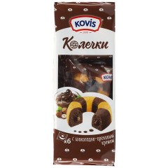 Пирожное бисквитное KOVIS "Колечки с шоколадно-ореховым кремом", 240 г, пакет, 7453 - фото 2