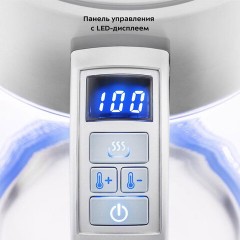 Чайник KITFORT КТ-690, 1,7 л, 2200 Вт, закрытый нагревательный элемент, LED дисплей, ТЕРМОРЕГУЛЯТОР, стекло, серебро - фото 3