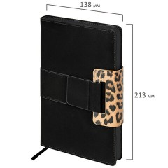 Ежедневник недатированный А5 138х213 мм, BRAUBERG "Safari", под кожу, магнит, 160 л., Leopard, черный, 116592 Ежедневник недатированный А5 138х213 мм, BRAUBERG "Safari", под кожу, магнит, 160 л., Leopard, черный, 116592 - фото 2
