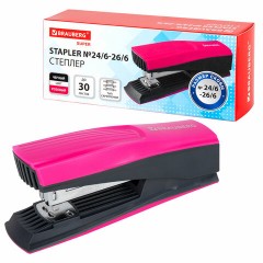 Степлер №24/6, 26/6 BRAUBERG "SUPER", до 30 листов, маджента и черный, 272740 - фото 10